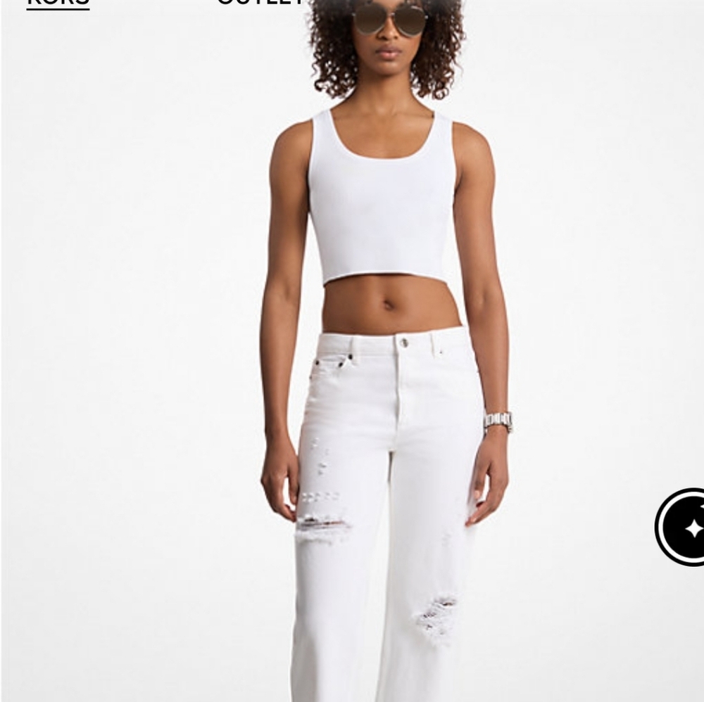 Michael Kors distressed white crop jeans